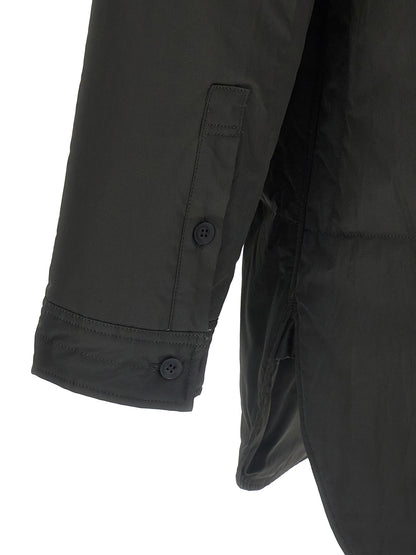 Overshirt by Yohji Yamamoto for men in polyester black & print features an polished silhouette, showcasing a sophisticated and detail for a truly polished finish.