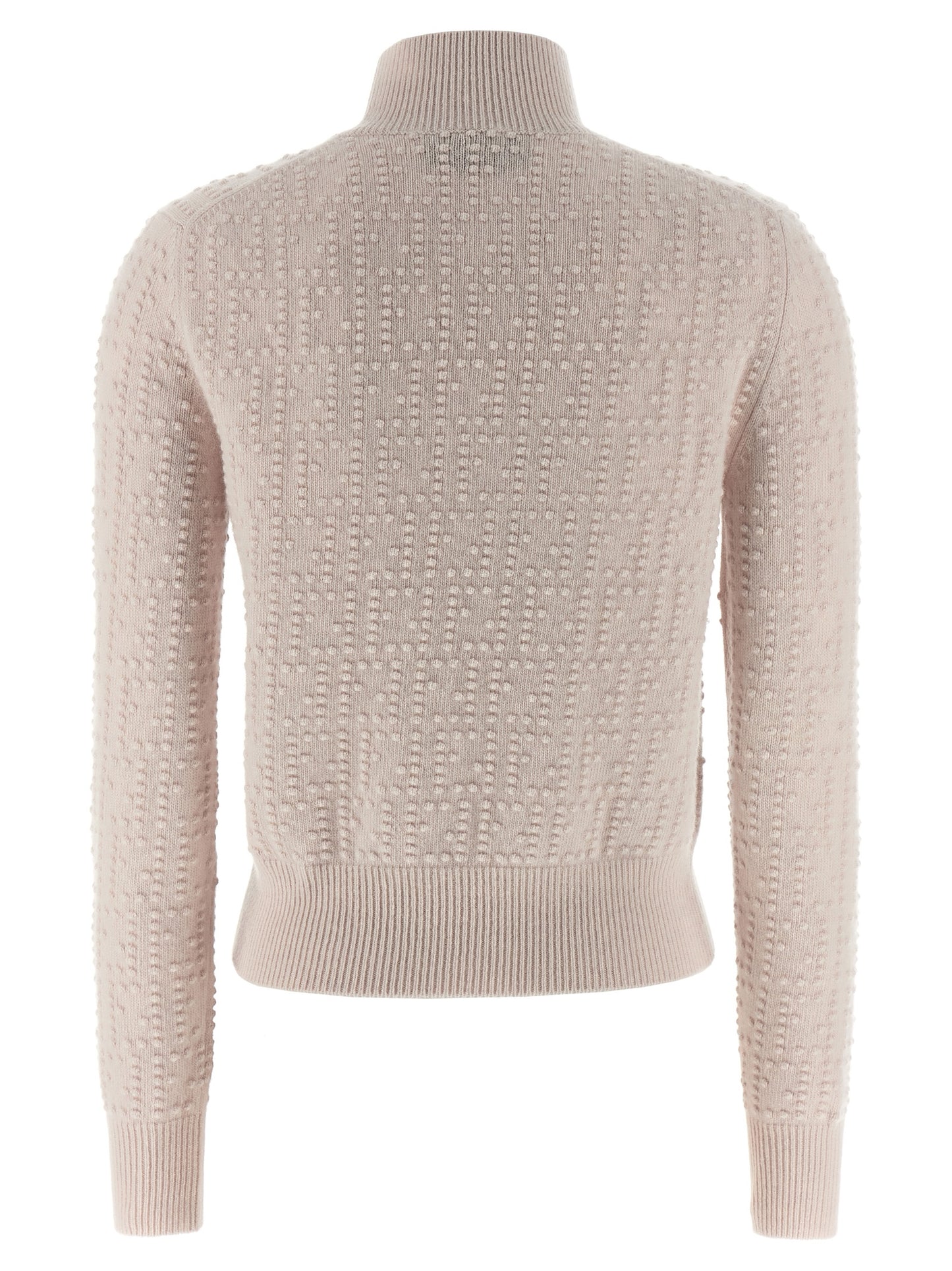 Cardigan by Fendi for women in cashmere wool multicolor & pink features an impeccable silhouette, showcasing a sophisticated high-neck neckline and detail for a truly impeccable finish.