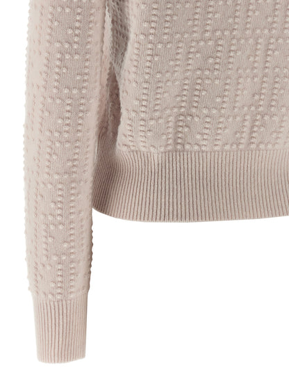 Cardigan by Fendi for women in cashmere wool multicolor & pink showcases a captivating silhouette, artfully detailed with a captivating and for a truly sophisticated captivating look.