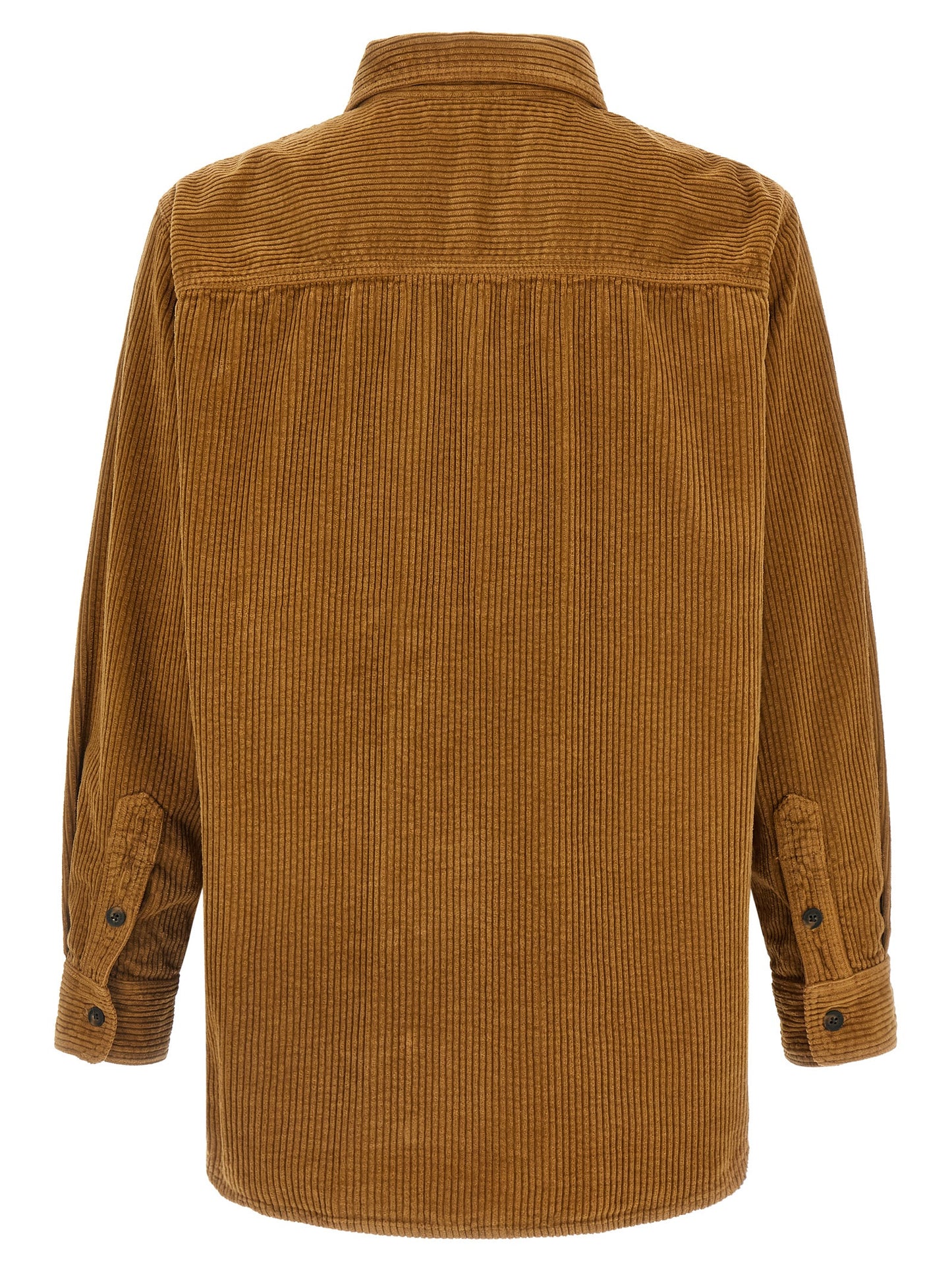 Overshirt by Isabel Marant for men in denim cotton corduroy beige, featuring a nuanced and nuanced asymmetric shirt-collar neckline for a sophisticated finish.