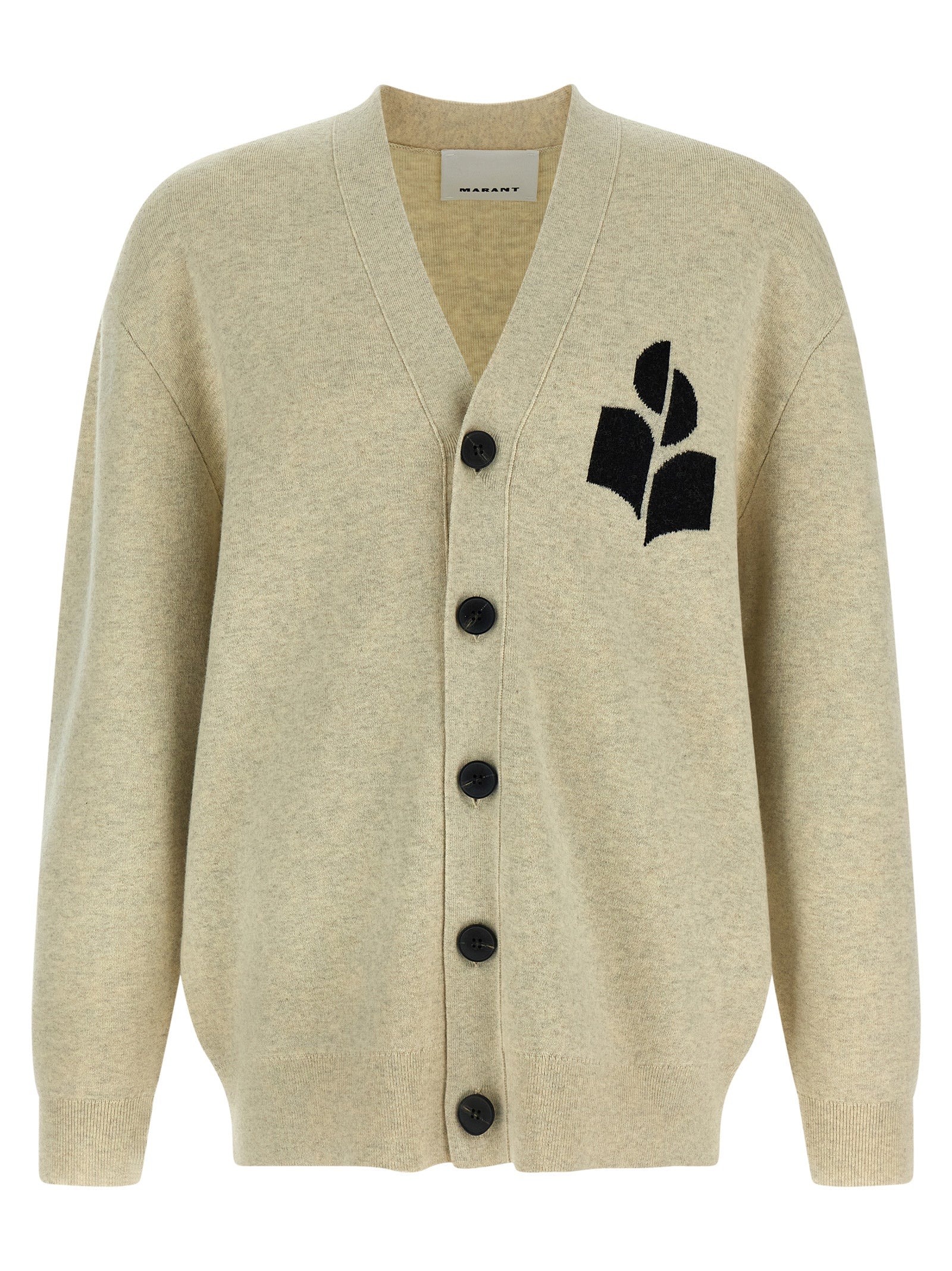 Cardigan by Isabel Marant for men in polyamide polyester viscose & cotton gray showcases a captivating silhouette, artfully detailed with a captivating and v-neck neckline for a truly sophisticated captivating look.