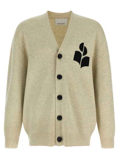 Cardigan by Isabel Marant for men in polyamide polyester viscose & cotton gray showcases a captivating silhouette, artfully detailed with a captivating and v-neck neckline for a truly sophisticated captivating look.