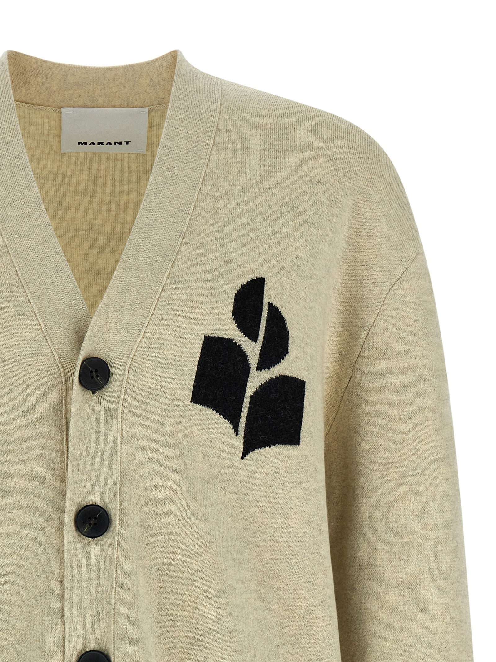 Cardigan by Isabel Marant for men in polyamide polyester viscose & cotton gray showcases a luxurious silhouette, meticulously detailed with a sophisticated v-neck neckline and for a refined finish.