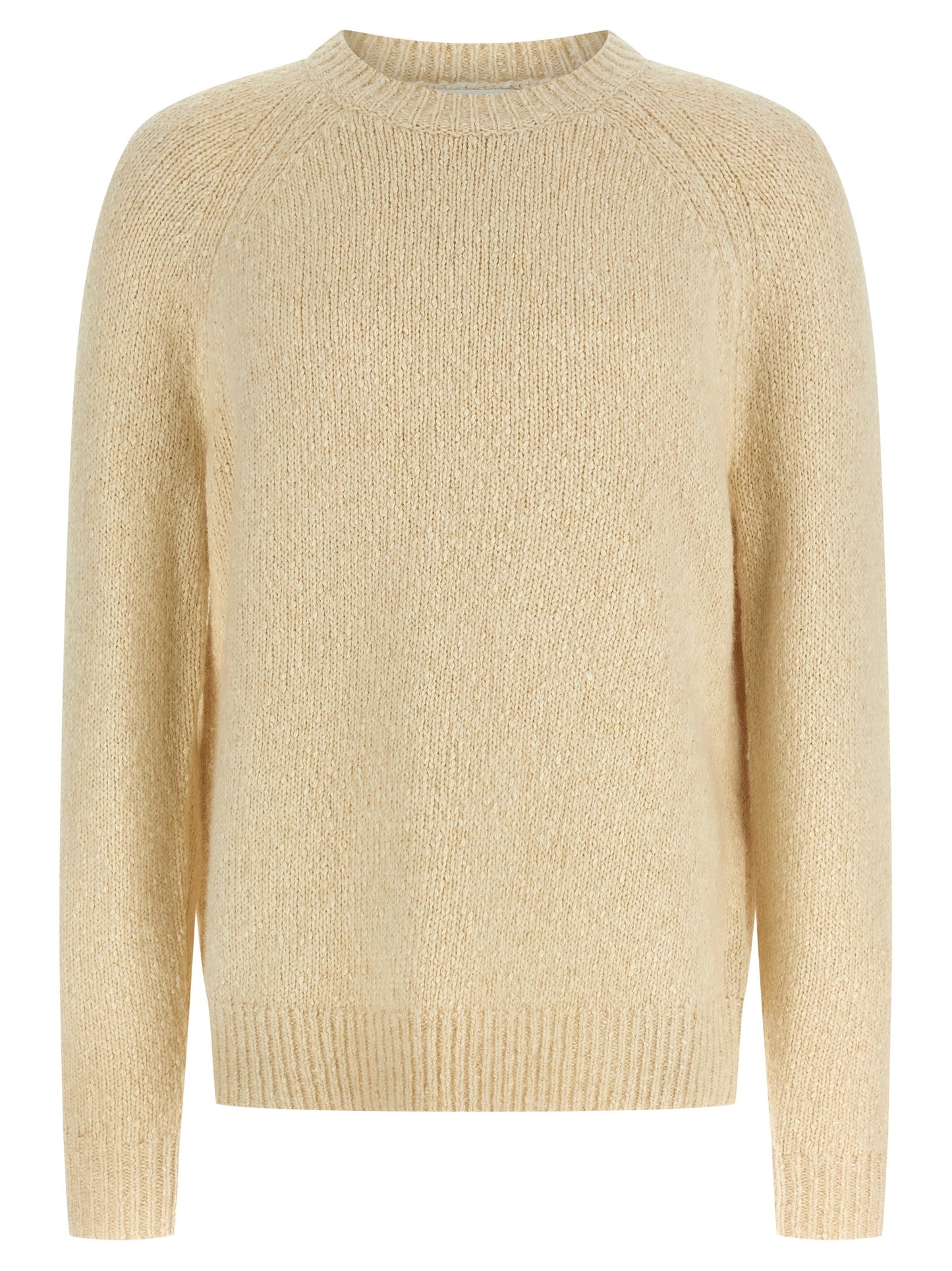 Cardigan by Isabel Marant for men in cotton polyamide & alpaca wool beige showcases a luxurious silhouette, meticulously detailed with a sophisticated crew neckline and long-sleeve for a refined finish.