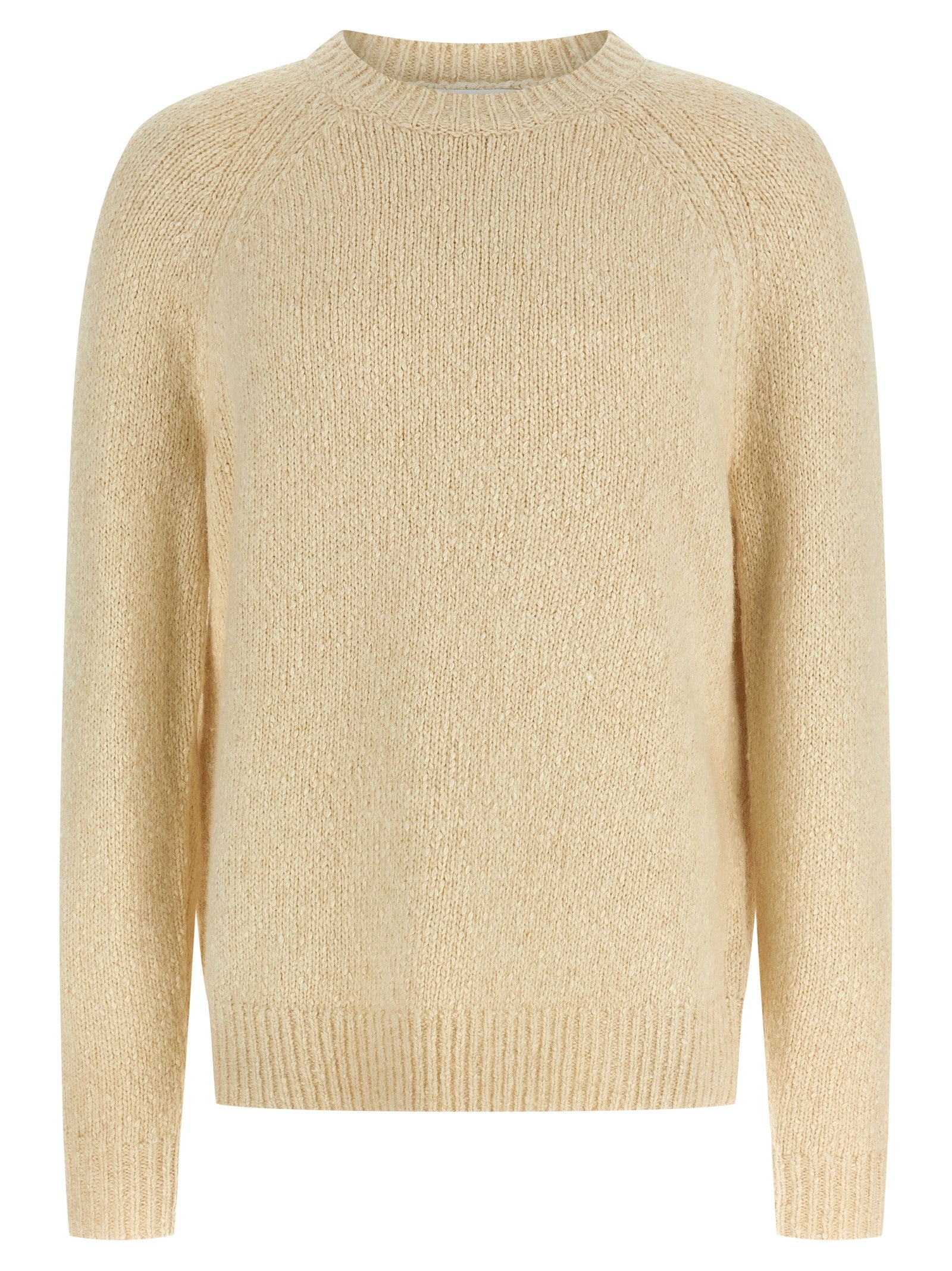 Cardigan by Isabel Marant for men in cotton polyamide & alpaca wool beige showcases a luxurious silhouette, meticulously detailed with a sophisticated crew neckline and long-sleeve for a refined finish.