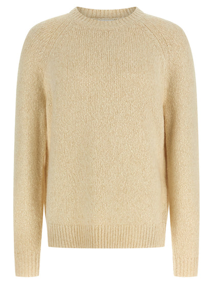 Cardigan by Isabel Marant for men in cotton polyamide & alpaca wool beige showcases a luxurious silhouette, meticulously detailed with a sophisticated crew neckline and long-sleeve for a refined finish.