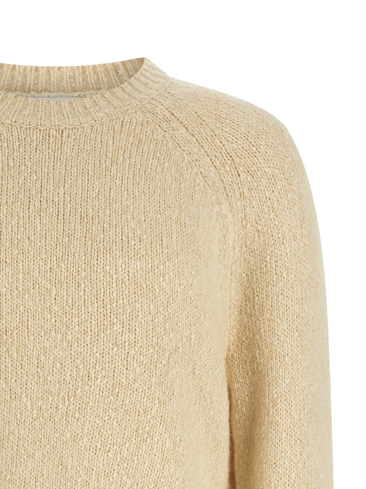 Cardigan by Isabel Marant for men in cotton polyamide & alpaca wool beige showcases a captivating silhouette, artfully detailed with a captivating and crew neckline for a truly sophisticated captivating look.