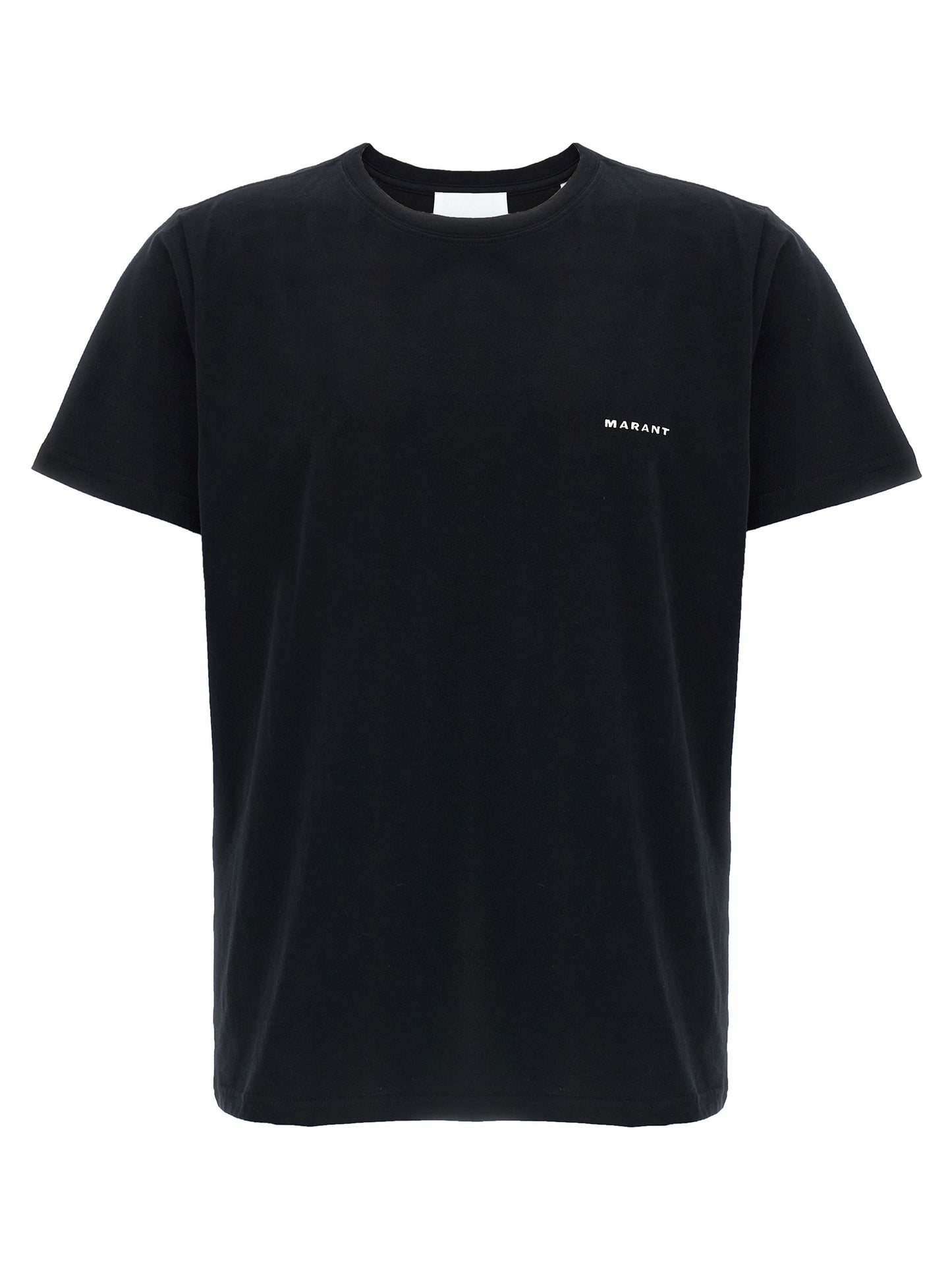 T-Shirt by Isabel Marant for men in velvet cotton black showcases a dramatic silhouette, elegantly detailed with a dramatic and for a truly dramatic finish.