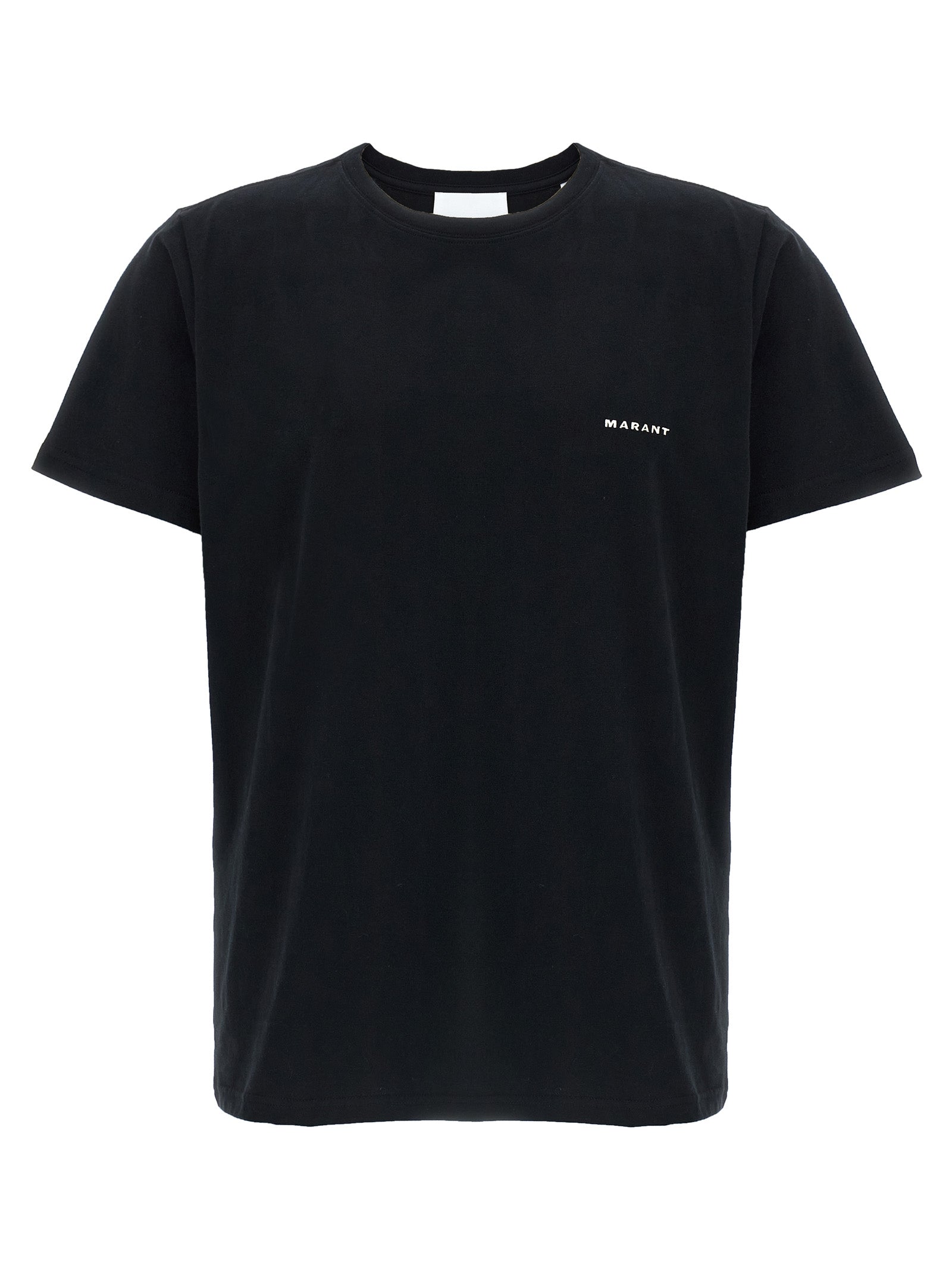 T-Shirt by Isabel Marant for men in velvet cotton black showcases a dramatic silhouette, elegantly detailed with a dramatic and for a truly dramatic finish.