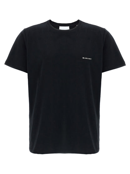T-Shirt by Isabel Marant for men in velvet cotton black showcases a dramatic silhouette, elegantly detailed with a dramatic and for a truly dramatic finish.
