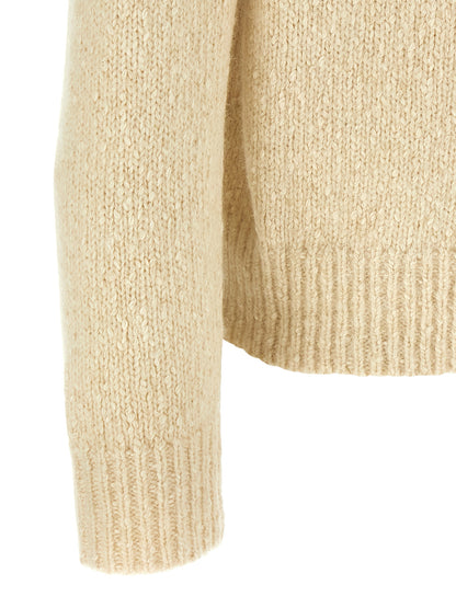 Cardigan by Isabel Marant for men in cotton polyamide & alpaca wool beige presents a textural silhouette, artfully finished with a textural and for a sophisticated, textural look.