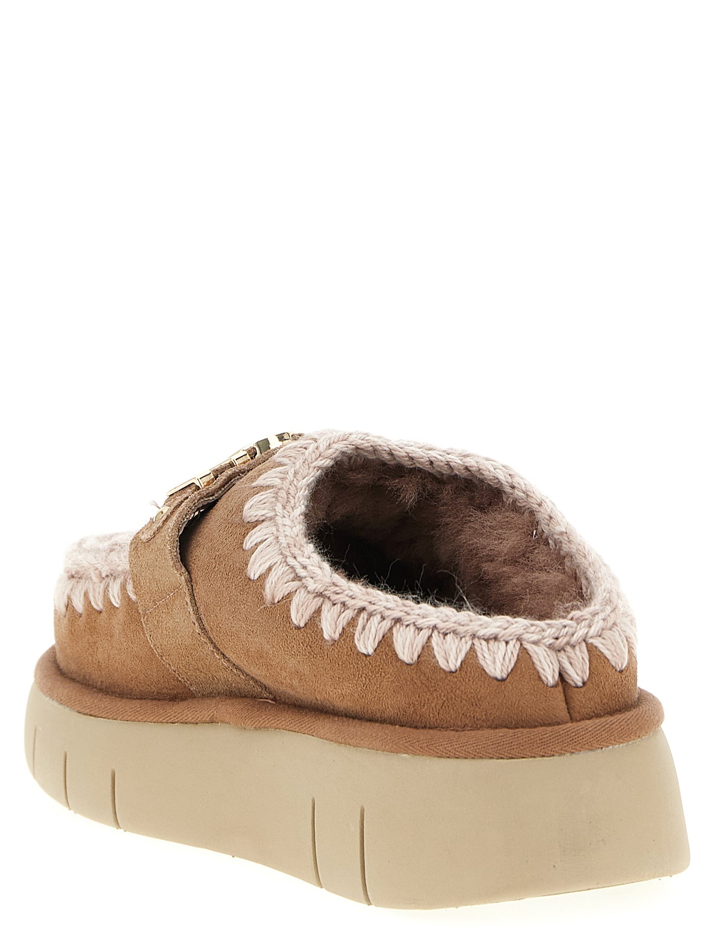 Clogs Flat Shoes by Mou for women in suede lambskin leather & fur multicolor showcases a dynamic silhouette, artfully capturing Women's Suede Lambskin Leather & Fur Clogs Flat Shoes through its distinctive and elegant .