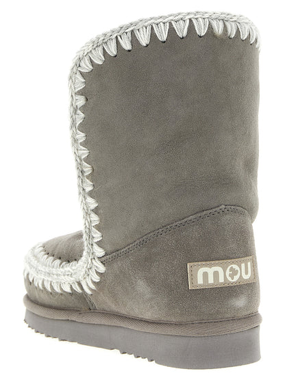 Mou Gray Lambskin Ankle Boots