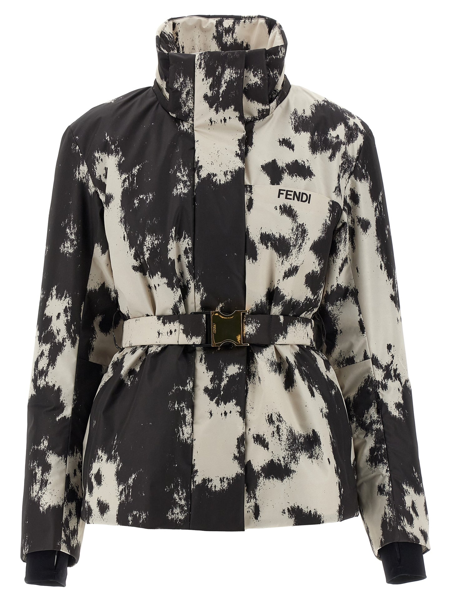 Hooded Windbreaker Jacket by Fendi for women in polyester multicolor features an magnificent silhouette, showcasing the sophisticated hooded high-neck neckline and functional pockets, hooded & windproof for a premium, magnificent look.