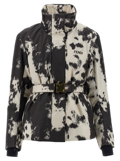 Hooded Windbreaker Jacket by Fendi for women in polyester multicolor features an magnificent silhouette, showcasing the sophisticated hooded high-neck neckline and functional pockets, hooded & windproof for a premium, magnificent look.