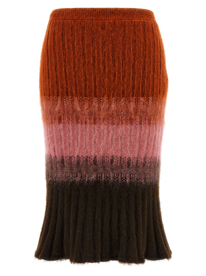 Skirt by Fendi for women in mohair wool polyamide & silk multicolor & patterned features a sublime silhouette, showcasing the sublime design of the Women's Mohair Wool Polyamide & Silk Maxi Midi Skirt in a sophisticated maxi midi.