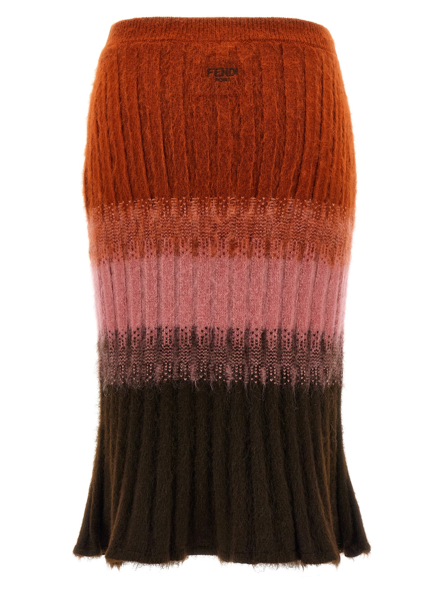 Skirt by Fendi for women in mohair wool polyamide & silk multicolor & patterned features a contoured silhouette from the Women's Mohair Wool Polyamide & Silk Maxi Midi Skirt collection, characterized by its contoured maxi midi for a contoured finish.