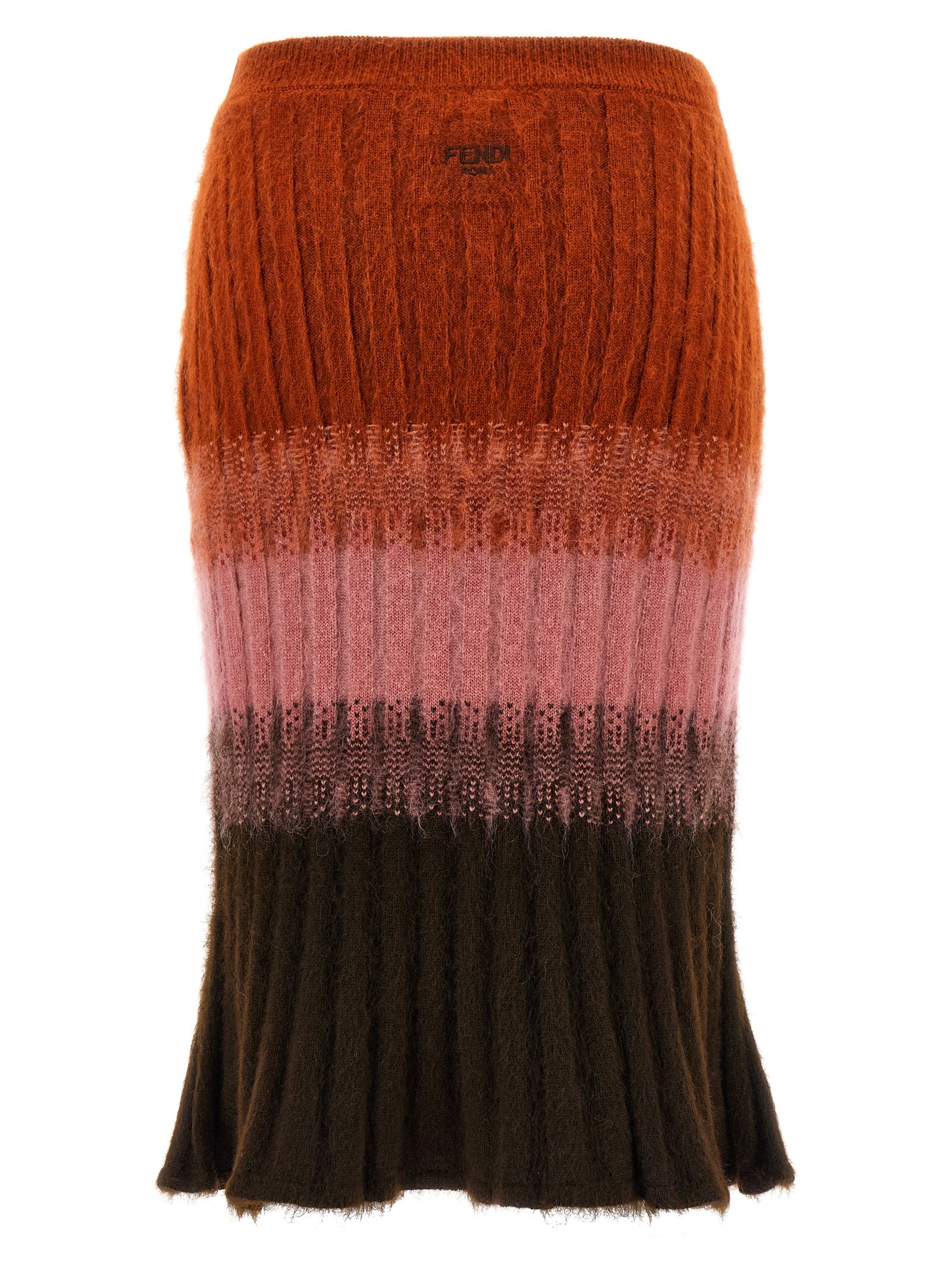 Skirt by Fendi for women in mohair wool polyamide & silk multicolor & patterned features a contoured silhouette from the Women's Mohair Wool Polyamide & Silk Maxi Midi Skirt collection, characterized by its contoured maxi midi for a contoured finish.