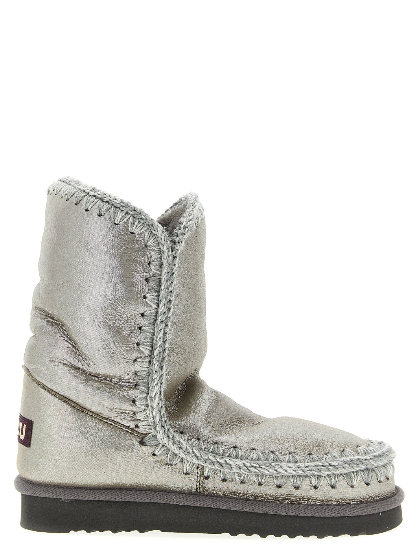 Mou Silver Lambskin Ankle Boots