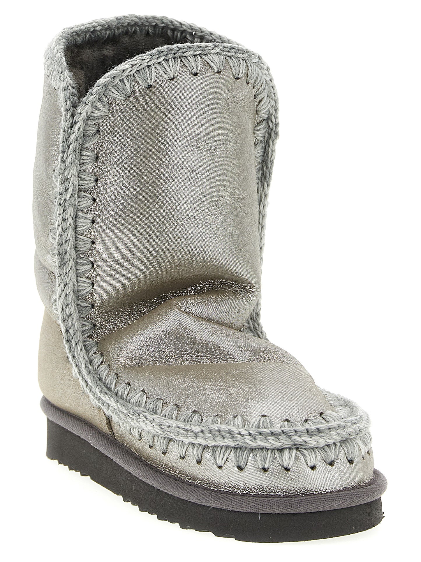 Mou Silver Lambskin Ankle Boots