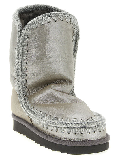 Mou Silver Lambskin Ankle Boots