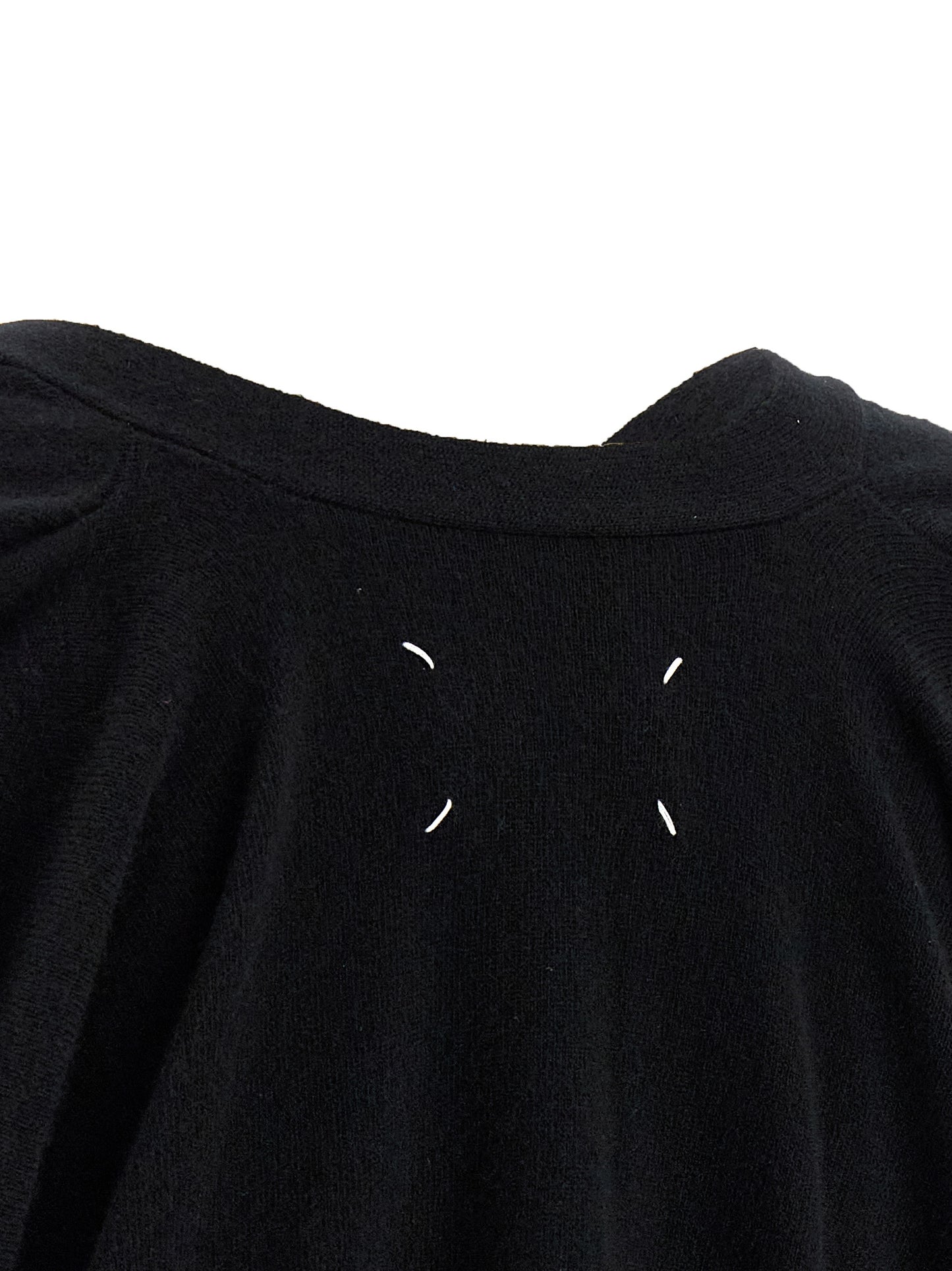 Cardigan by Maison Margiela for women in wool black & signature showcases a luxurious silhouette, meticulously detailed with a sophisticated and for a refined finish.