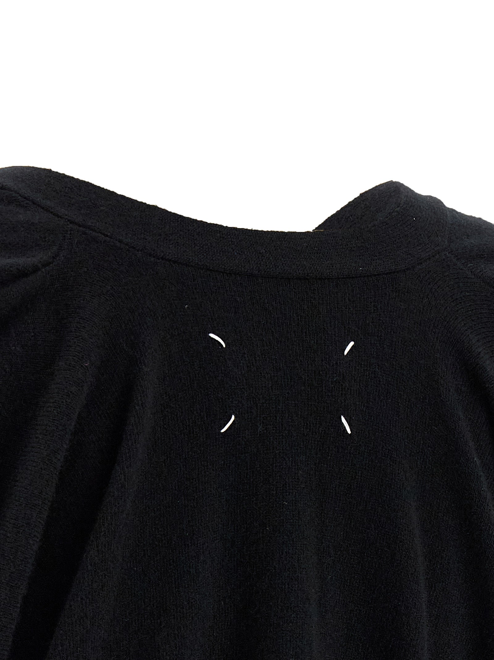 Cardigan by Maison Margiela for women in wool black & signature showcases a luxurious silhouette, meticulously detailed with a sophisticated and for a refined finish.