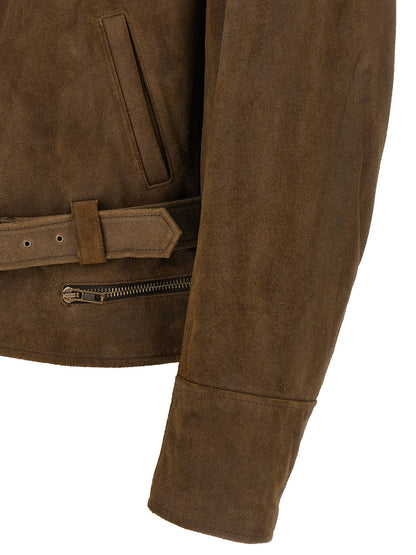Jacket by MM6 Maison Margiela for men in nylon & suede calfskin leather brown presents a authentic silhouette, artfully detailed with a authentic and functional insulated for a premium authentic finish.