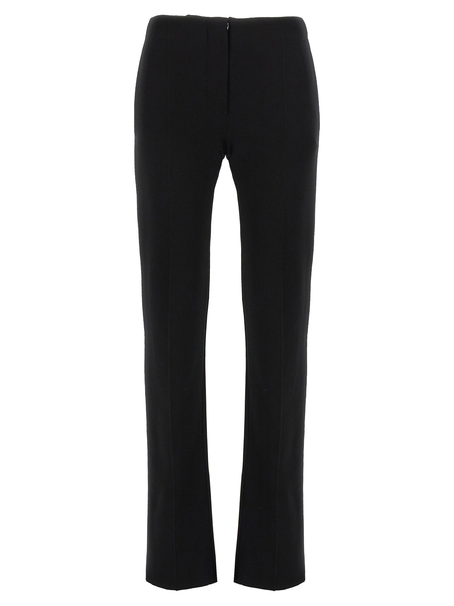 Trousers by Sportmax for women in polyester & viscose black features a sculptural silhouette, showcasing a sculptural straight-leg and long with a sophisticated low rise for a sculptural finish.