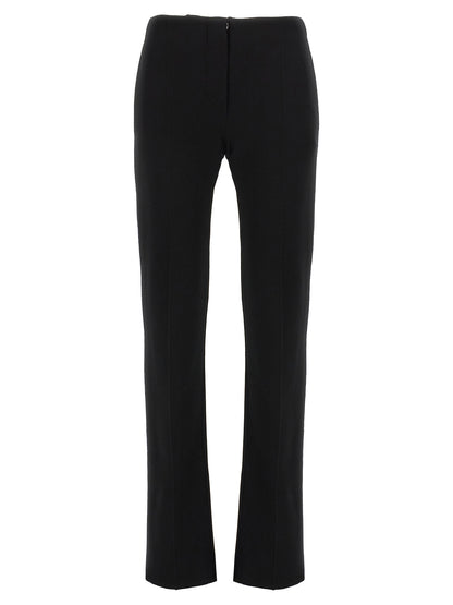 Trousers by Sportmax for women in polyester & viscose black features a sculptural silhouette, showcasing a sculptural straight-leg and long with a sophisticated low rise for a sculptural finish.