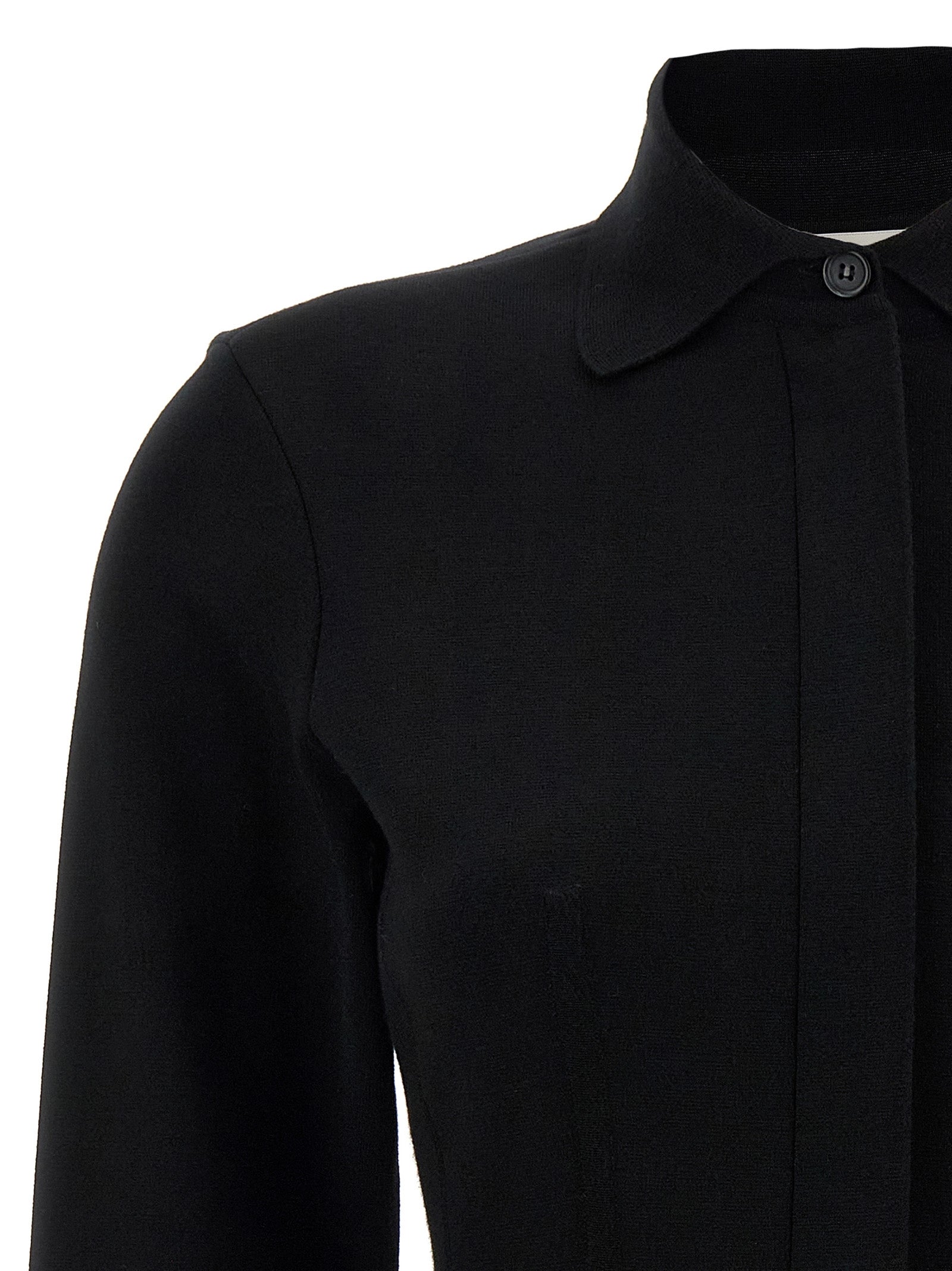 Blouse by Sportmax for women in polyester & viscose black features an architectural silhouette with a refined and elegant asymmetric neckline for a architectural look.