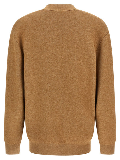 Cardigan by Isabel Marant for men in polyamide polyester viscose & cotton beige showcases a luxurious silhouette, meticulously detailed with a sophisticated v-neck neckline and for a refined finish.