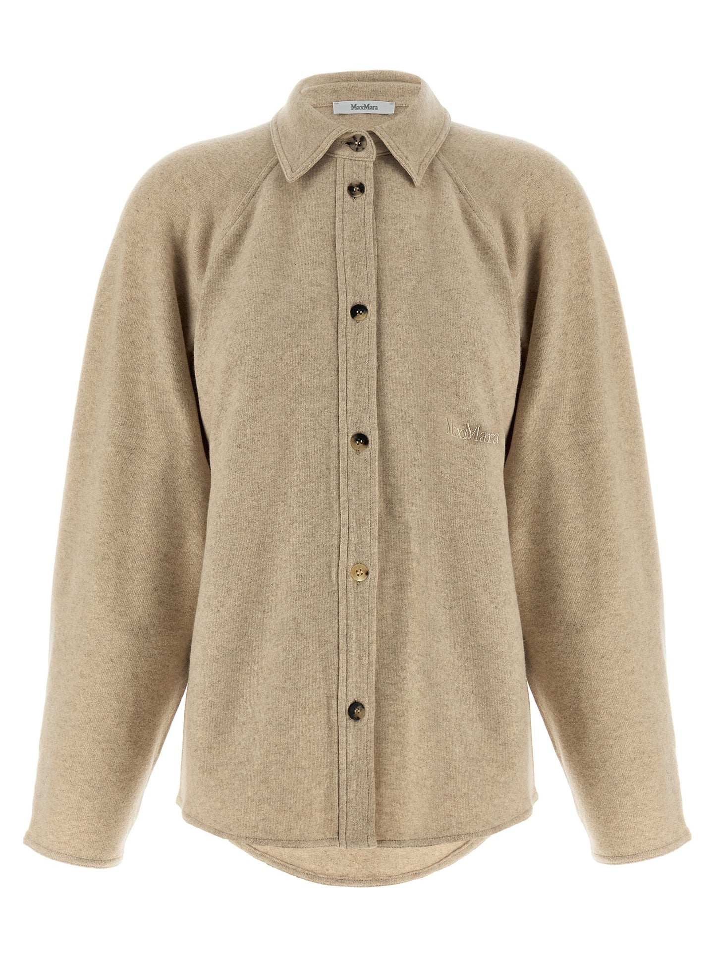 Top by Max Mara for women in cashmere flannel beige features an plush silhouette, artfully detailed with a plush asymmetric neckline and plush for a truly plush look.