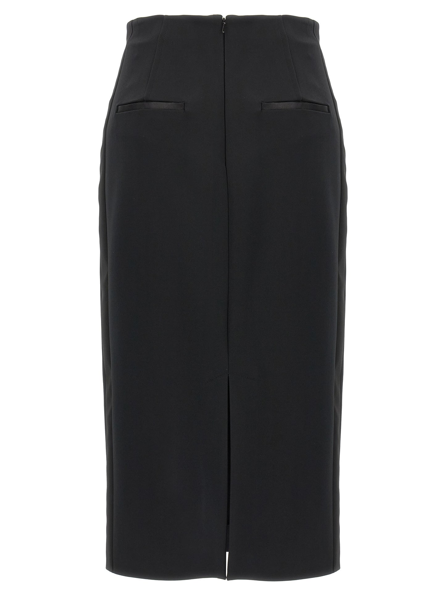 Skirt by Max Mara for women in viscose satin black features a sublime silhouette, showcasing the sublime design of the Women's Viscose Satin Midi Skirt in a sophisticated midi.