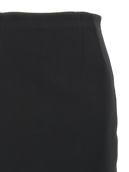Skirt by Max Mara for women in viscose satin black features an relaxed-yet-refined silhouette that elegantly showcases the Women's Viscose Satin Midi Skirt design and sophisticated midi.
