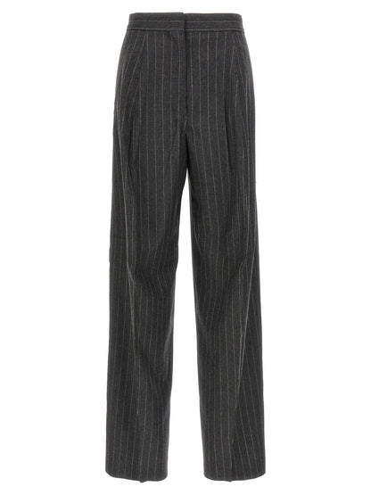 Trousers by Sportmax for women in polyamide & virgin wool gray features a artisanal silhouette, showcasing a sophisticated wide with a long and low rise for a artisanal finish.