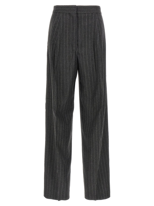Trousers by Sportmax for women in polyamide & virgin wool gray features a artisanal silhouette, showcasing a sophisticated wide with a long and low rise for a artisanal finish.
