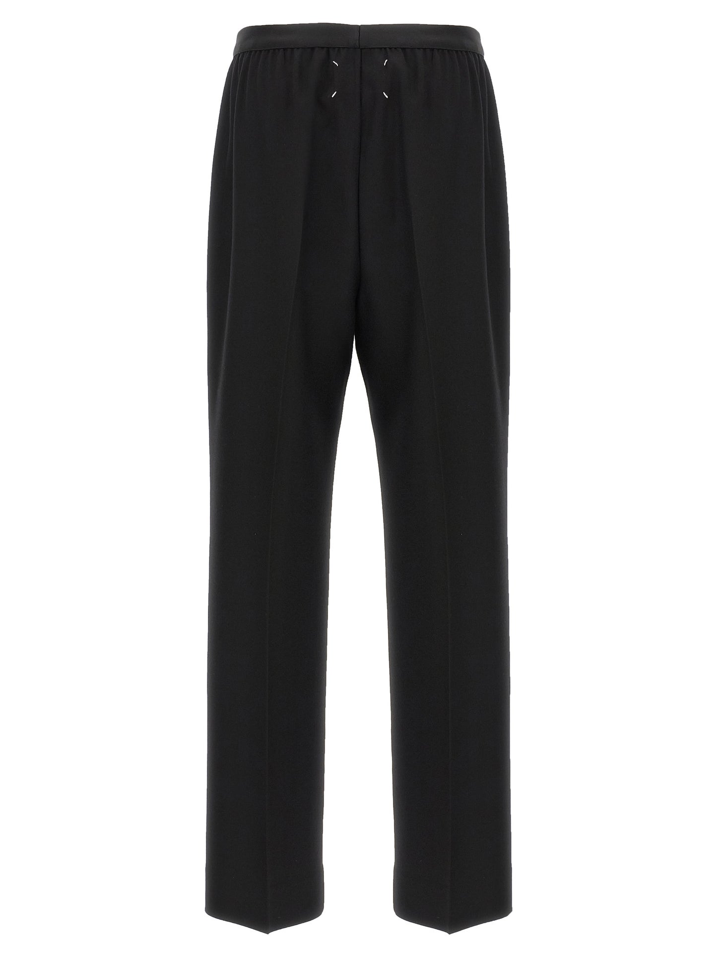 Trousers by Maison Margiela for women in virgin wool black presents a smart silhouette, meticulously detailed with a smart straight-leg, a smart long, and a smart .