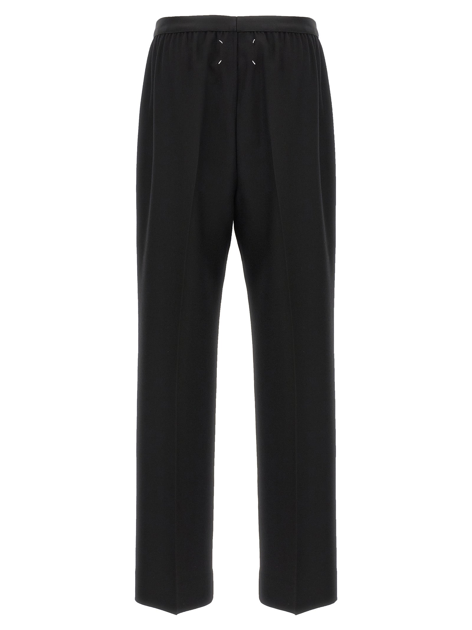 Trousers by Maison Margiela for women in virgin wool black presents a smart silhouette, meticulously detailed with a smart straight-leg, a smart long, and a smart .