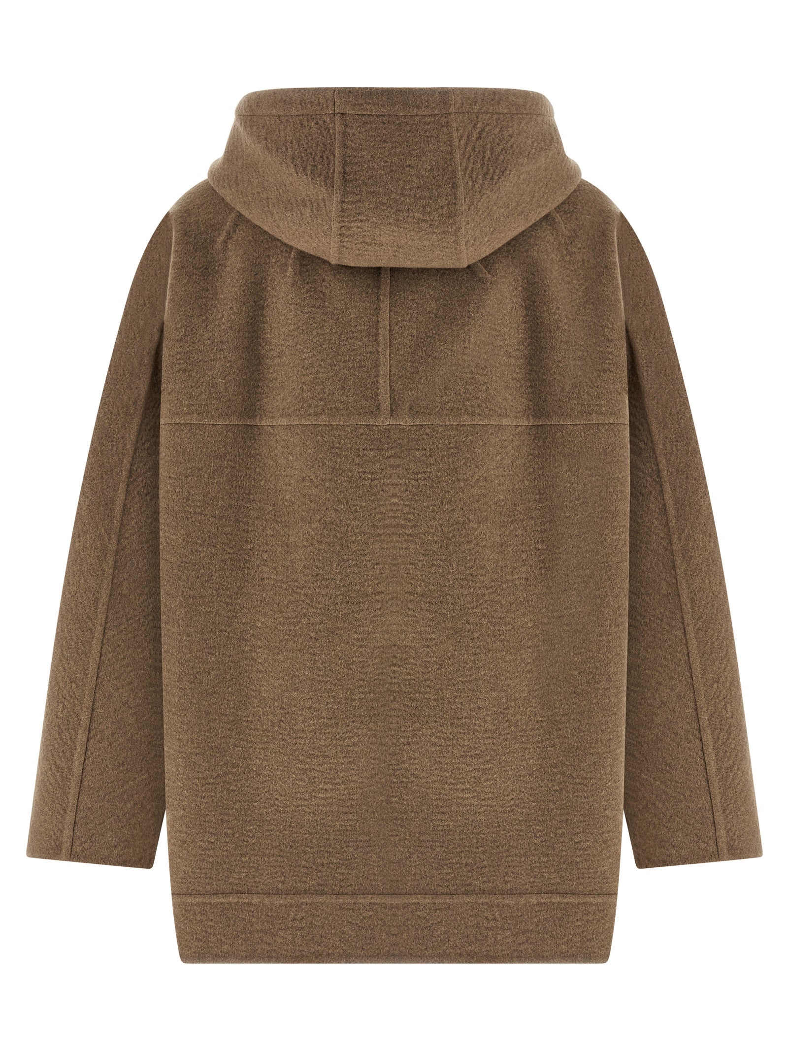 Hooded Overcoat by Max Mara for women in cashmere & leather brown features a contemporary silhouette showcasing a contemporary hooded neckline and refined pockets & hooded for a sophisticated finish.