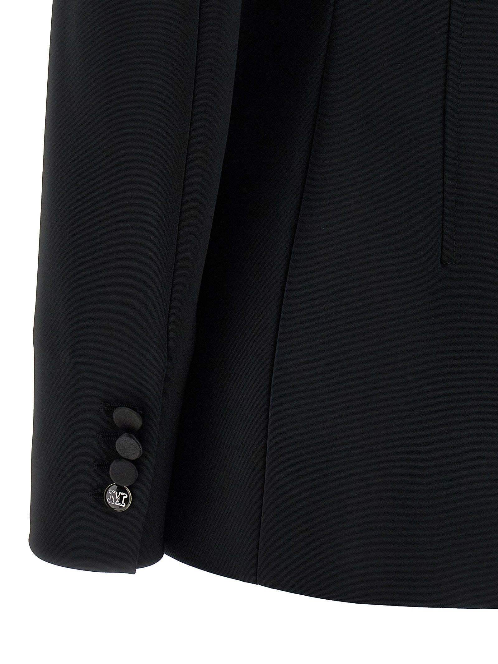 Blazer by Max Mara for women in viscose satin black features an stylish silhouette, showcasing a sophisticated split neckline and stylish for a truly stylish finish.