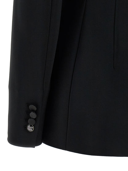 Blazer by Max Mara for women in viscose satin black features an stylish silhouette, showcasing a sophisticated split neckline and stylish for a truly stylish finish.