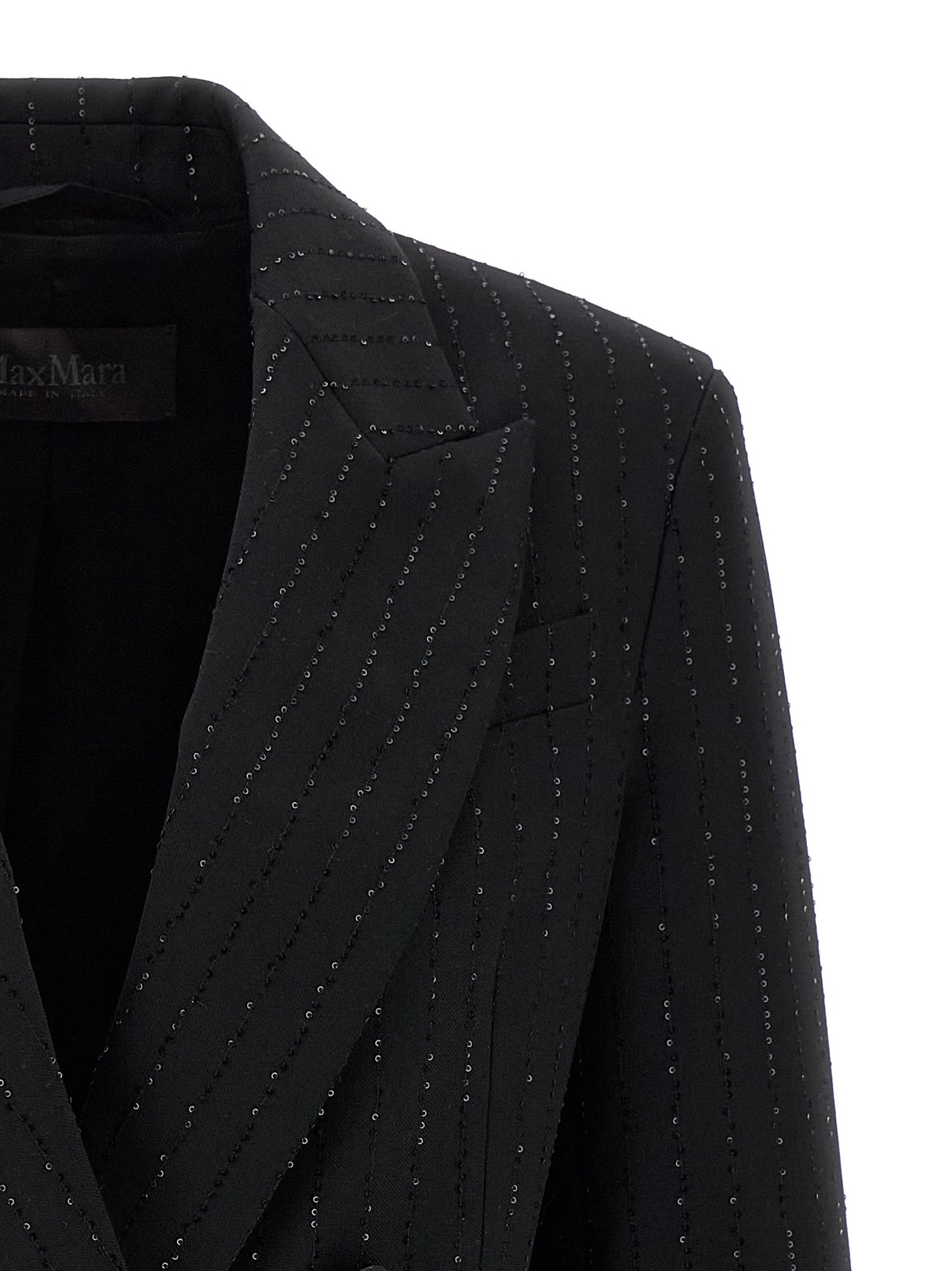 Blazer by Max Mara for women in virgin wool polyamide & sequins black, jacquard & monogram features an stylish silhouette, showcasing a sophisticated and stylish for a truly stylish finish.