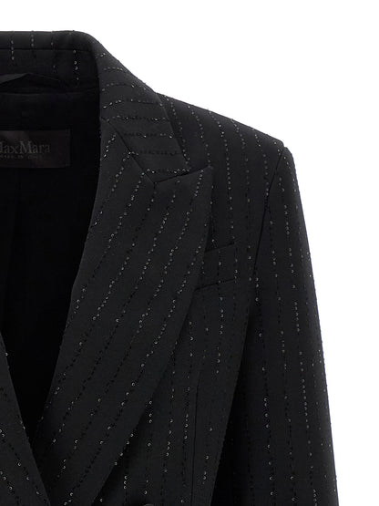 Blazer by Max Mara for women in virgin wool polyamide & sequins black, jacquard & monogram features an stylish silhouette, showcasing a sophisticated and stylish for a truly stylish finish.