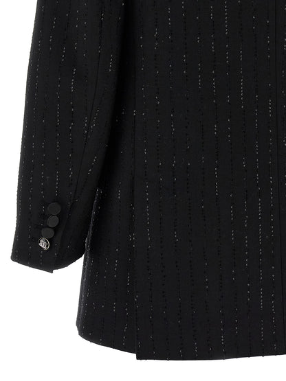 Blazer by Max Mara for women in virgin wool polyamide & sequins black, jacquard & monogram presents a distinguished silhouette, detailed with a distinguished and distinctive for a truly sophisticated finish.
