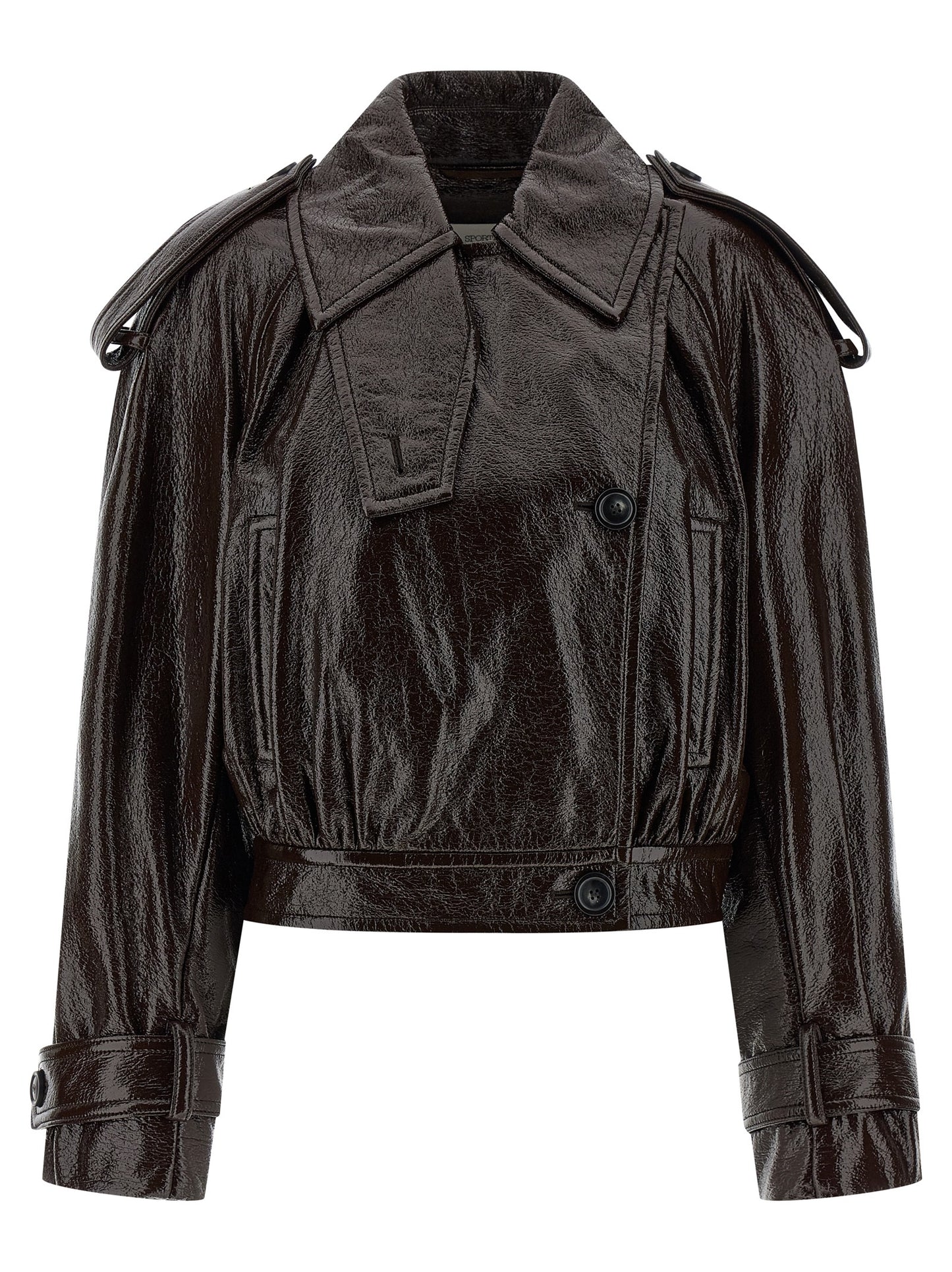 Trench Coat by Sportmax for women in cotton brown presents an sculptural silhouette, artfully detailed with a sculptural asymmetric shirt-collar neckline and functional pockets for a truly sculptural finish.