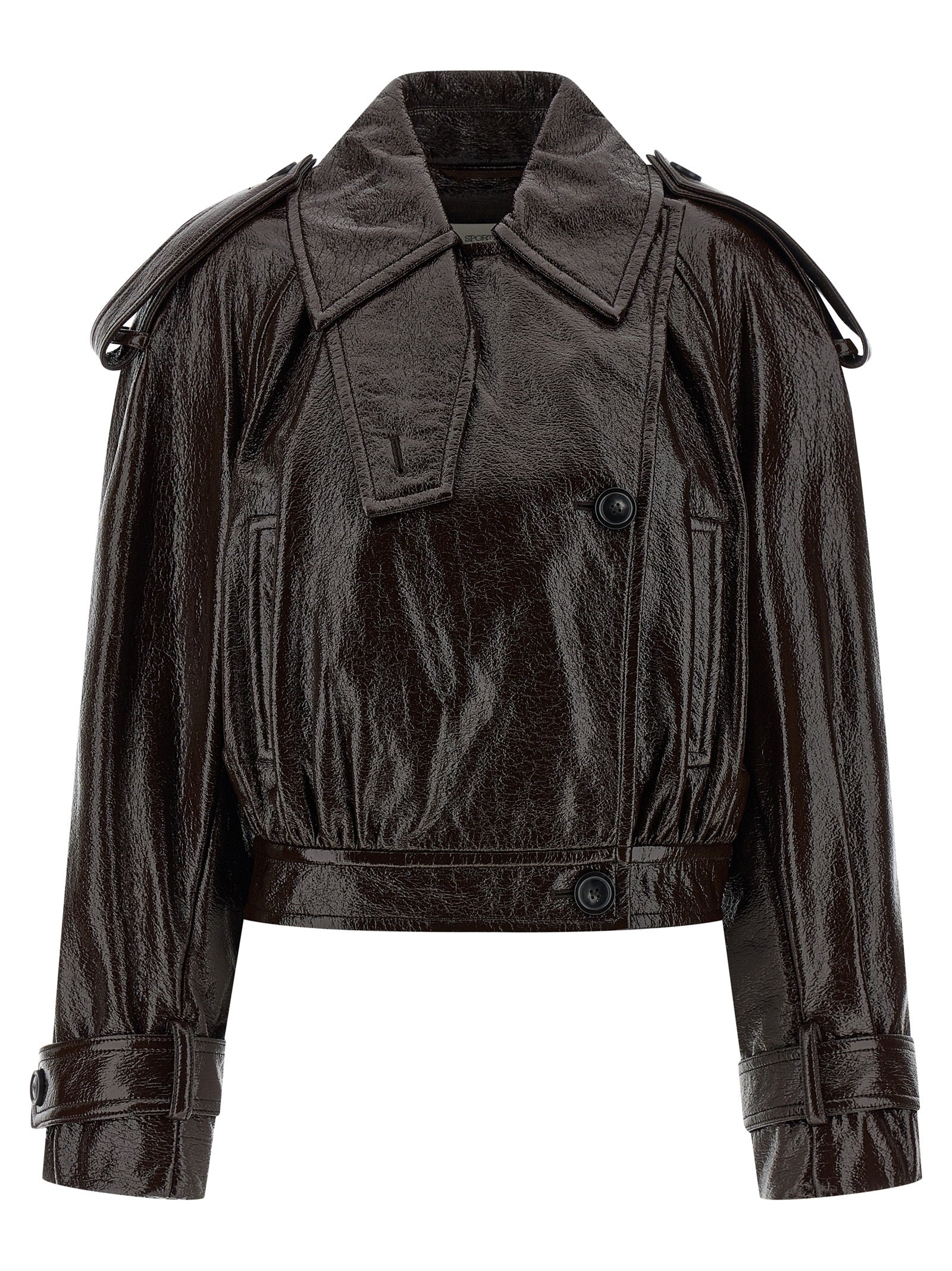 Trench Coat by Sportmax for women in cotton brown presents an sculptural silhouette, artfully detailed with a sculptural asymmetric shirt-collar neckline and functional pockets for a truly sculptural finish.