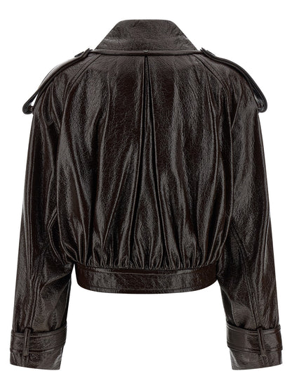 Trench Coat by Sportmax for women in cotton brown showcases a contemporary silhouette, detailed with a contemporary asymmetric shirt-collar neckline and distinctive pockets for a truly contemporary finish.