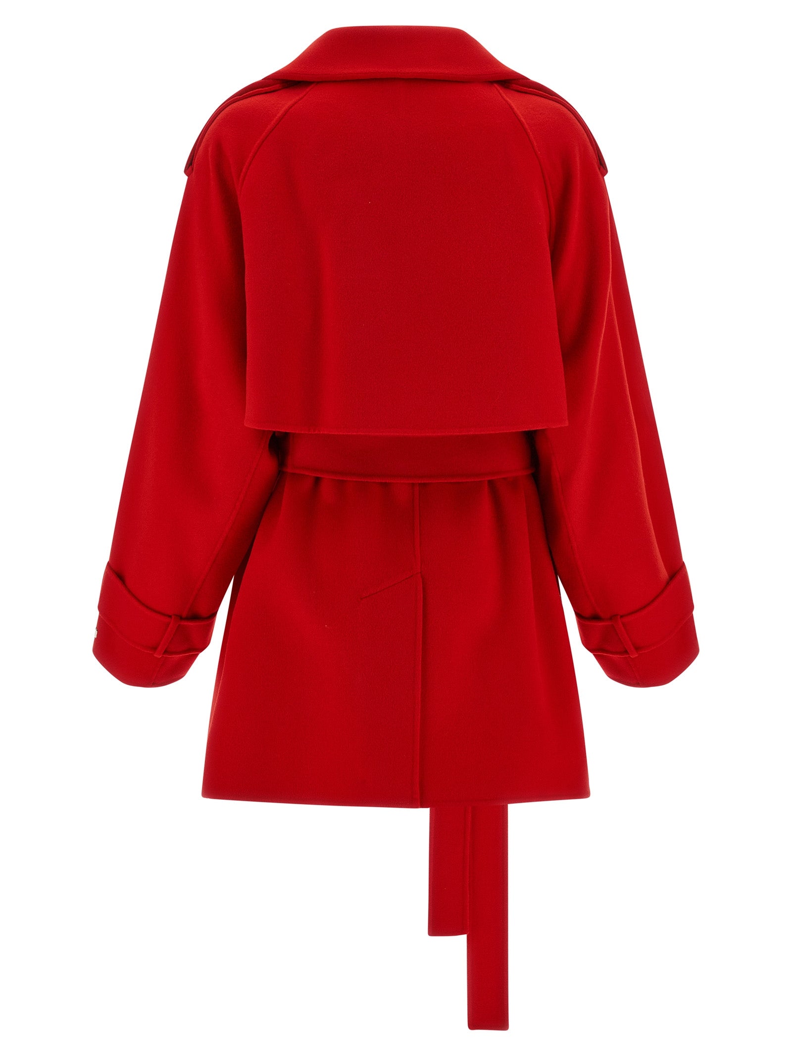 Trench Coat by Sportmax for women in virgin wool and multicolor & red presents a exquisite silhouette, showcasing a exquisite lapel neckline and functional pockets for an elevated aesthetic.