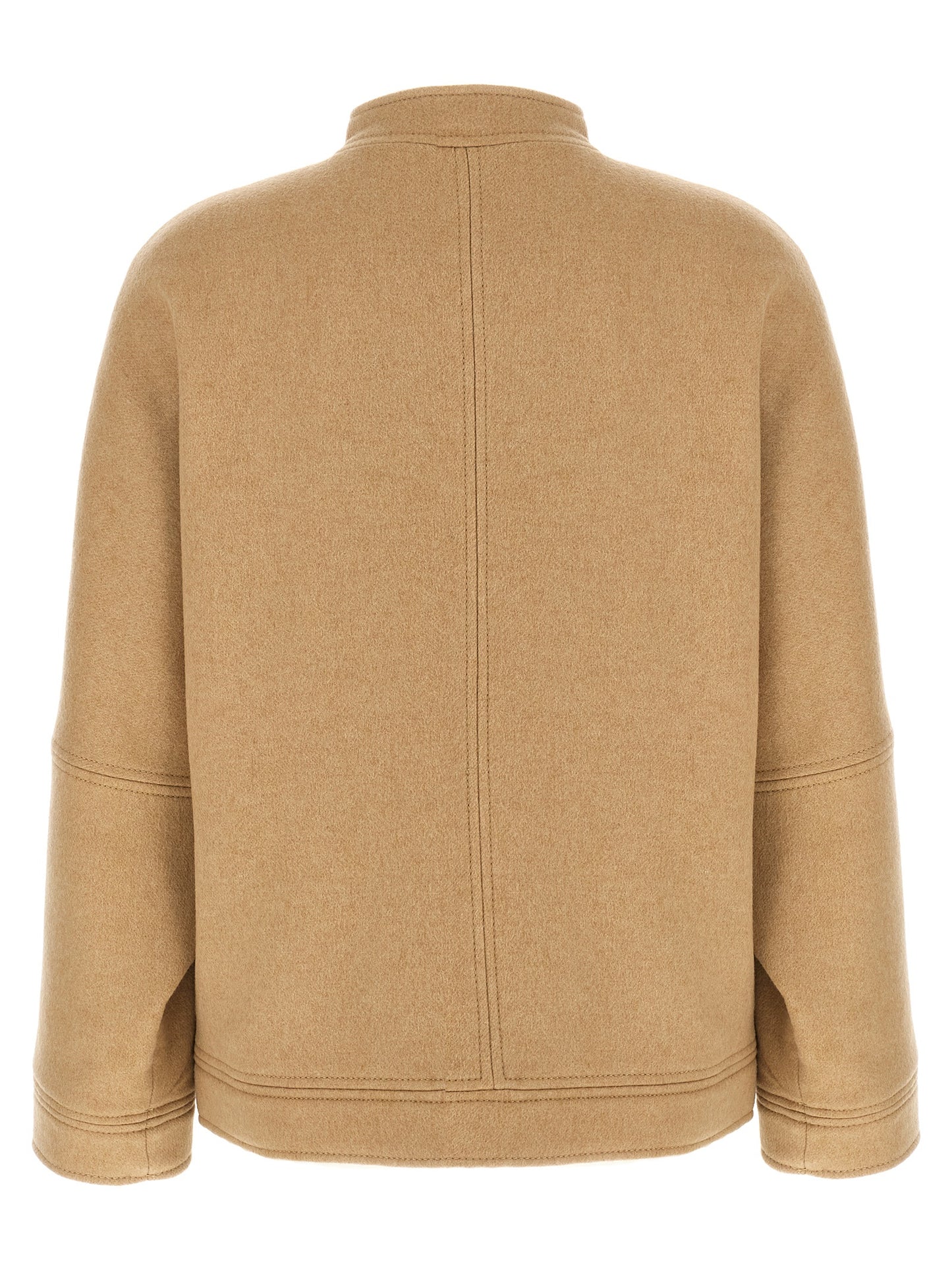Bomber Jacket by Max Mara for women in cashmere beige, camel, jacquard & monogram features a city-ready silhouette, detailed with and a city-ready high-neck neckline.